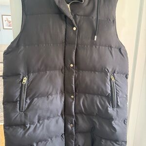 ZARA Black Puffer Vest Gold Zipper Snap Front Size XXL